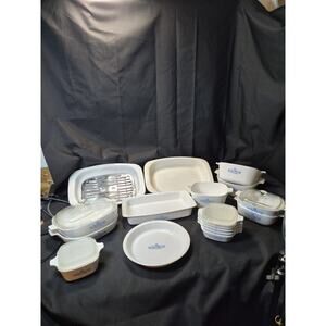 Vintage Corning Ware Blue Cornflower 17pc set 4 Lids & A Roaster Tray